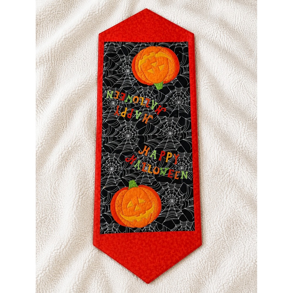 Big Lots Halloween Table Runner Jack O Lantern Spider Web Happy Halloween 35x13